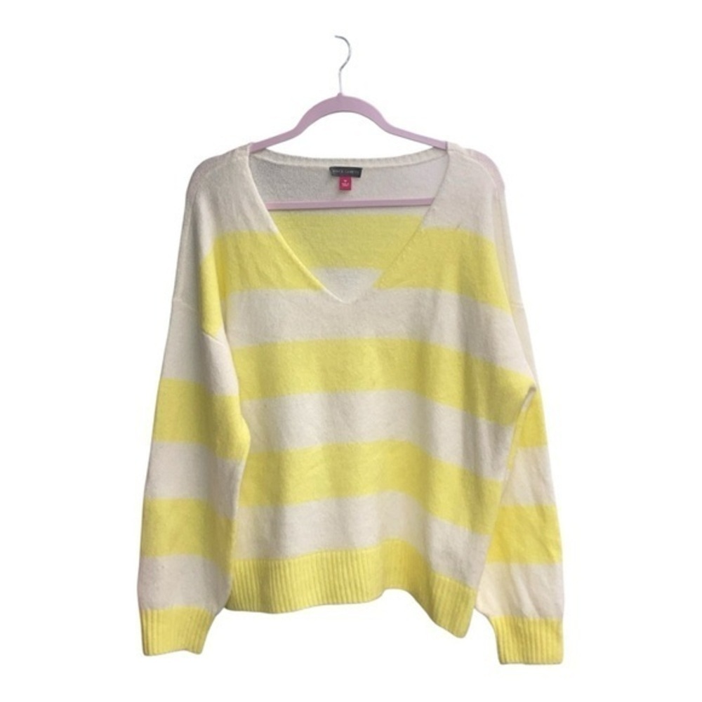 Vince Camuto Lemon and Cream Striped Sweater size medium